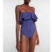 Vintage Denim One-Piece Swimsuit For Women – High-Waisted Tummy Control With Detachable Skirt_ecoleips.com