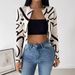 Elegant Women's Abstract Print Cardigan Top Fashion Casual Autumn/Winter New Style_ecoleips.com