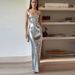 Elegant Backless Sequined Long Dress With Suspender Straps – Glamorous Evening Gown For Women_ecoleips.com