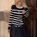 DiYun European And American Elegant Striped Long-Sleeve Vest Women's Clothing 2025 Autumn/Winter_ecoleips.com