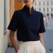 Women's Clothing Women's Style Stand Collar Shirt Unique Design Summer Top Commuter Friendly Style For Formal & Casual For Women_ecoleips.com
