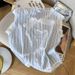 Women's Clothing Real Shot Spot Women's Summer Design Striped Shirt Blouse Lace Lace Shirt Female_ecoleips.com