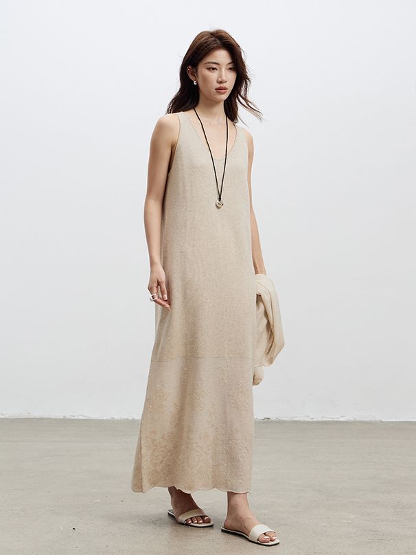 Artistic Paper Man Acetate Knit Tank 26 Spring New Women's Jacquard Sleeveless Wool Camisole Dress_ecoleips.com