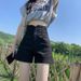 2025s Elastic Versatile High-Waisted Denim Shorts For Women 2025 New A-Line Slimming Three-Row Button Design Hot Pants_ecoleips.com