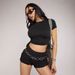 Women's Clothing New Women's Textured Slim Shorts Fashion Shorts_ecoleips.com