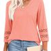 Loose-Fitting V-Neck Knit Sweater With 7/10 Sleeves, Casual Top Featuring A Perforated Design_ecoleips.com