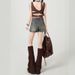 American Retro Summer Denim Shorts Women's 2026 New Summer Thin High Waist A Word Spice Culottes Hot Pants_ecoleips.com