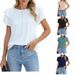 Verve 2025 Women's Formal Casual Summer Pleated Short Sleeve Round Neck Top Business Work Shirt_ecoleips.com