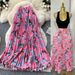 Women's High-Waisted Pleated Midi Skirt Summer Printed A-Line Suitable Work Vacation_ecoleips.com