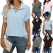 Women's Floral Print Short Sleeve Shirt Casual Loose Fit Blouse Comfortable Polyester Chiffon Top For Spring Summer_ecoleips.com