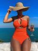 Women's Clothing High Waist Solid Color One Piece Sexy Backless Neck Swimsuit_ecoleips.com