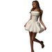 Elegant Strapless Wedding Dress For Women Short Ivory White American Style Light New Photo Shoot Travel Dress_ecoleips.com