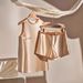 Women's Clothing High End Temperament Hides Meat And Looks Thin Fashionable Champagne Color Top And Shorts Two Piece Suit_ecoleips.com