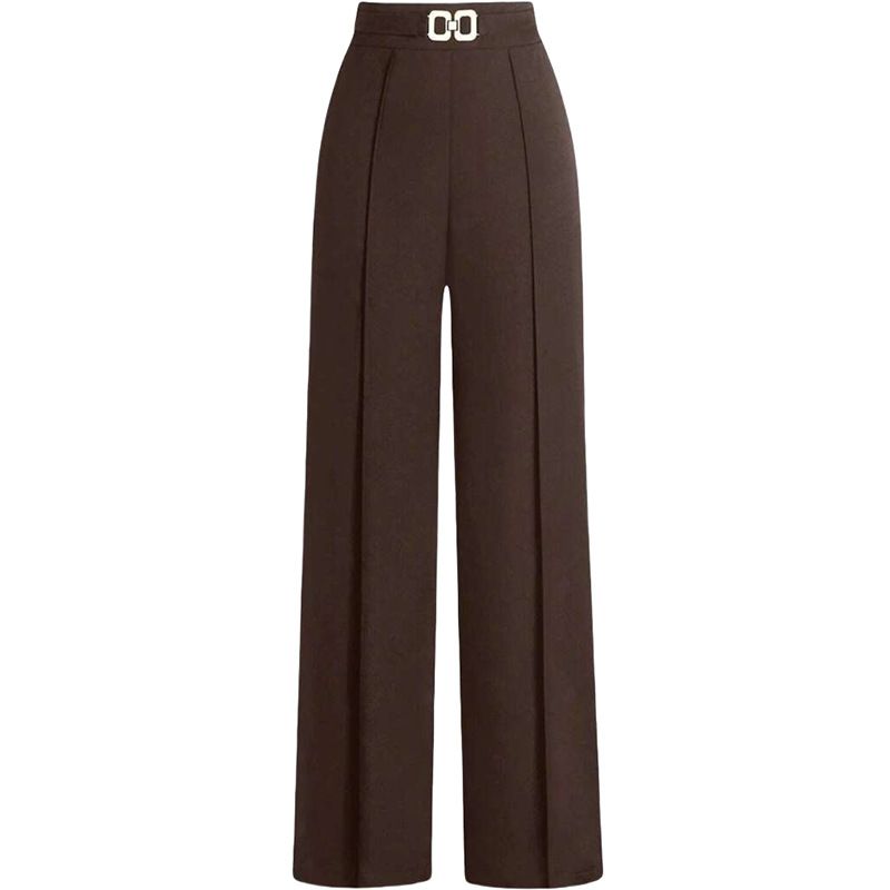 Women's Clothing Summer High Waist Commuting Slim Drape Versatile Casual Wide Leg Trousers Loose Business Women_ecoleips.com