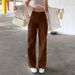 Women's Clothing New Solid Color Jeans For Women, Loose And Slim, High Waisted Straight Pants For Women, Casual Trousers_ecoleips.com