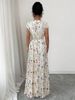 Women's Ditsy Floral V-Neck Sleeveless Waisted Maxi Dress_ecoleips.com