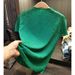 Women's Clothing Women's Classic Style Rhinestone Pleated T-Shirt Short Sleeved Fashionable Stand Up Collar Versatile Base Layer For Summer_ecoleips.com