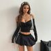 Voya Discounted Women's Sweet And Spicy Puffy Half Length Skirt With Stripe Contrast, Slim Fit, Flower Bud Fashion Short Skirt_ecoleips.com