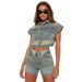 Women's Stretch Denim Two-Piece Set - Fashion Matching Outfit, Casual Leisure Suit_ecoleips.com