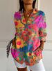 New Women's Summer Trendy Mid-Sleeve Printed 3D Sweet Fresh Split Shirt_ecoleips.com