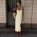 Summer New Style Knitted Slip Dress Casual Lazy Vacation Square Neck Pleated Women's Clothing_ecoleips.com