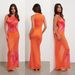 Summer 2024 New European And American Style Floral Print Long Sleeveless Sexy Sheer Slim Fit Bodycon Dress_ecoleips.com