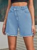 Women's Clothing Spring And Summer Fashion High Waist Loose Slim Raw Edge Denim_ecoleips.com