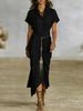 2026 European And American Cross-border Independent Site SHEIN Spring-summer Short-sleeve Pleated Bohemian Shirt_ecoleips.com