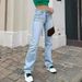 Women's Clothing New Women's Clothing Light Blue Slim High Waist Straight Jeans Women_ecoleips.com