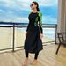 Muslim Swimsuit Women's Beach Sun Protection Long Sleeve Midi Skirt Two-Piece Set_ecoleips.com