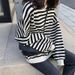 Autumn College Style Striped Retro Long Sleeve Loose Slim Bf Lazy Style Crew Neck Sweater Women_ecoleips.com