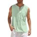 Men's Cotton Linen Solid Color Casual Shirt Sleeveless Tie Waist Fashion Top Summer Hot Selling_ecoleips.com