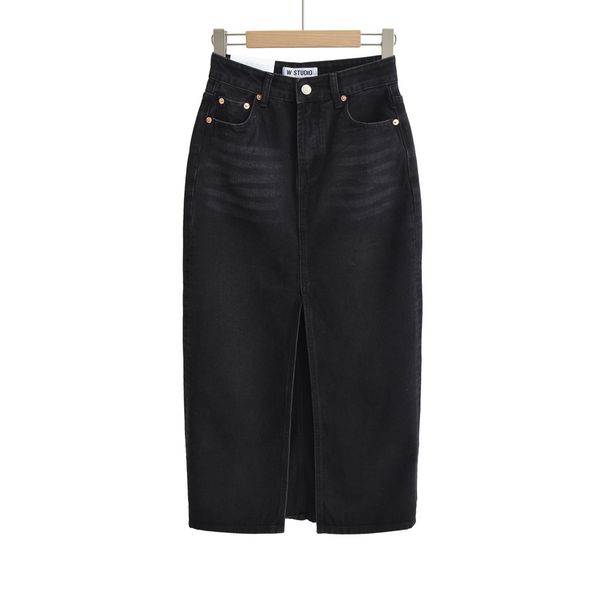 Women's Clothing Front Slit Denim Skirt For Women Summer New Retro Hot Girl Style High Waist Slim Hip Wrapped Midi Skirt_ecoleips.com