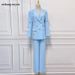 High-End Socialite Lady Suit For Women 2025 Spring Autumn New Style With Rhinestones And Feather Flared Trousers_ecoleips.com