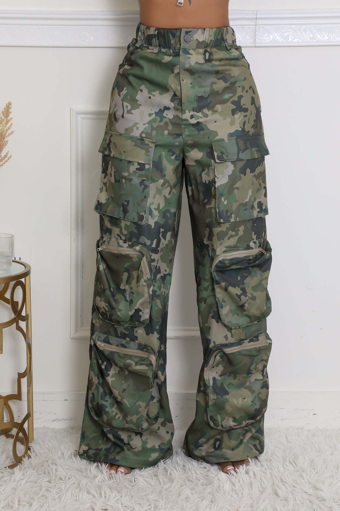 Women's Clothing Autumn New Camouflage Print High Waist Straight Loose Slim Overalls_ecoleips.com