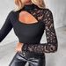 2026 European And American Spring New Style Elegant Slim-Fit Lace Patchwork Irregular Long-Sleeve T-Shirt_ecoleips.com