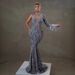 Women's Clothing Fashion Round Neck One Shoulder Heavy Nail Crystal Diamond Ostrich Feather Sequin Hip Party Dress_ecoleips.com
