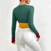 Voya Women's 2026 Autumn/winter New Slim Fit Round Neck Short Style Spliced Color Blocking Long Sleeved T-shirt Fashionable Top_ecoleips.com