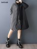 Patchwork Stripe Oversized Shirt Dress For Women Spring Autumn New Long Sleeve Loose Casual Vintage Dress Elegant Clothes 2026_ecoleips.com