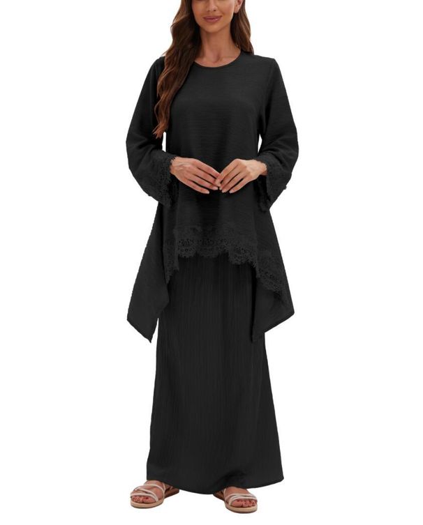 2025 Malay Exquisite Lace Muslim Two-piece Suit Dress_ecoleips.com