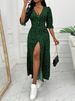 Spot Goods Women's Bohemian Polka Dot Dress V Neck Fitted Waist Full Skirt Spring Summer Beach Dress Best Selling_ecoleips.com