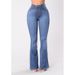European and American foreign trade cross border supply 2024 spring and summer new high waist elastic flared jeans for women_ecoleips.com