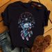 Women's Tops In Harajuku Style, Plus-size Women's Clothing, Feather Dreamcatcher Summer Base Shirt For Women_ecoleips.com