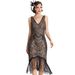 Women’s Clothing masquerade V neck high end dress Gatsby party gathering sequin tassel dress_ecoleips.com