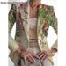 Foreign Trade Cross-Border 2023 Autumn European And American Women's Fashion Printed Slim-Fit Blazer_ecoleips.com