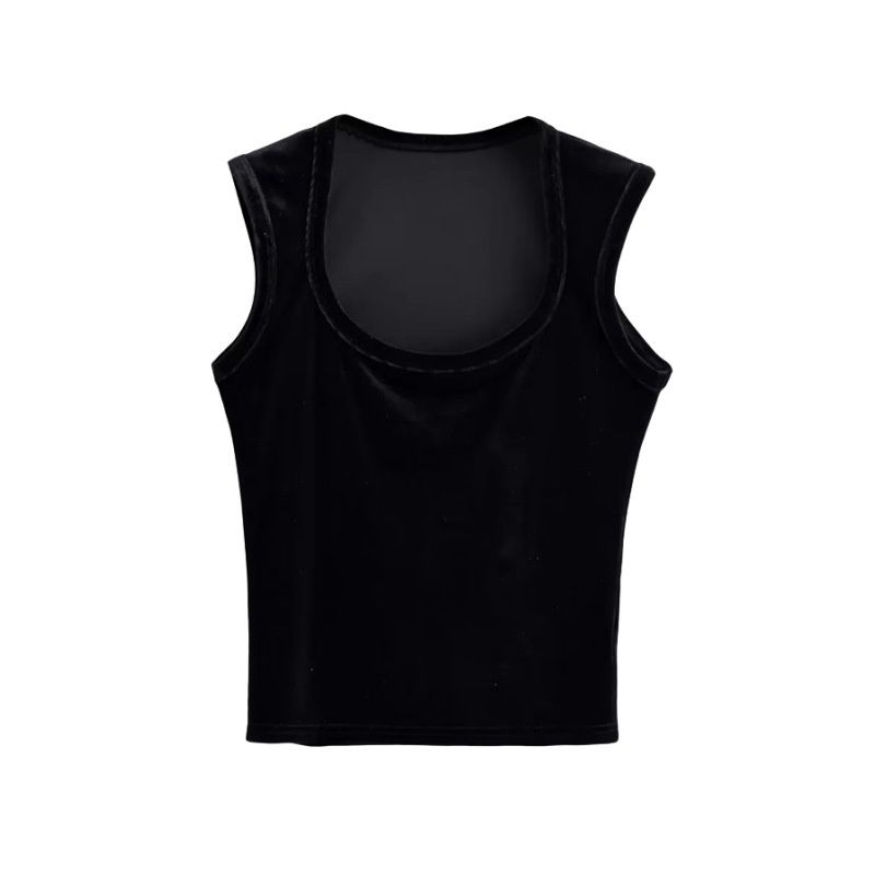 French-style Retro Square-neck Sleeveless Camisole Women, Niche Style Trendy Girls, Suitable Outerwear Or Layering,_ecoleips.com