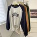 European American Style Crew Neck Sweatshirt For Women, New Spring And Autumn Model, Loose Fit, Slimming, Color-blocking_ecoleips.com
