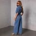 Women's Fashionable Casual Loose Straight Line Denim Jumpsuit New Style_ecoleips.com