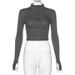 Women's Clothing Autumn Fashion Women's T Shirt Long Sleeved Zipper Half Open Collar Sexy All Match T Shirt For Women_ecoleips.com