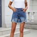 Women's Clothing Summer Washed Irregular Denim Raw Edge Shorts_ecoleips.com